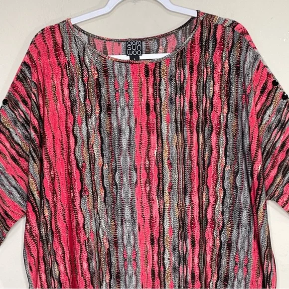 Clara Sun Woo Tunic Mixed Print Abstract Stretch Relaxed Bohemian Artsy Size L - Picture 5 of 14